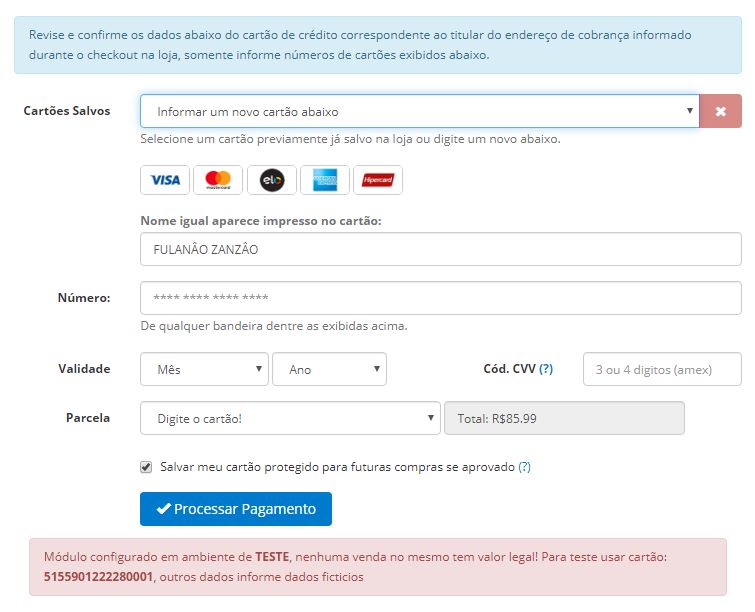 OpenCart Brasil - Pagamento Transparente Getnet API